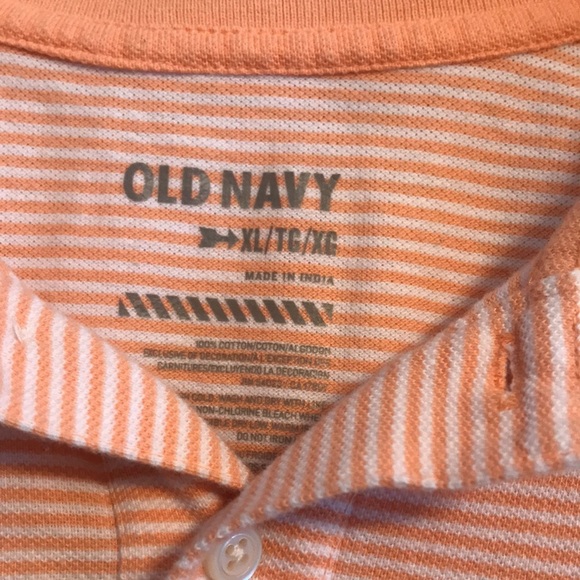 Orange and white striped polo shirt.  Old Navy size XL with chest emblem - Picture 4 of 8